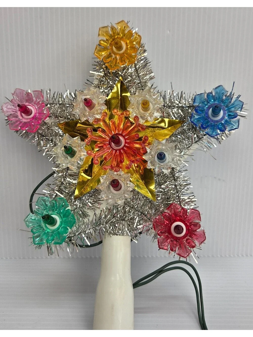 Vintage Beacon 11 Light Tree Top Star Christmas Topper Tinsel Tested Box CP-11